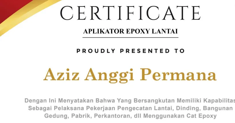 Aplikator Jasa Epoxy Lantai PT RTA Bersertifikasi